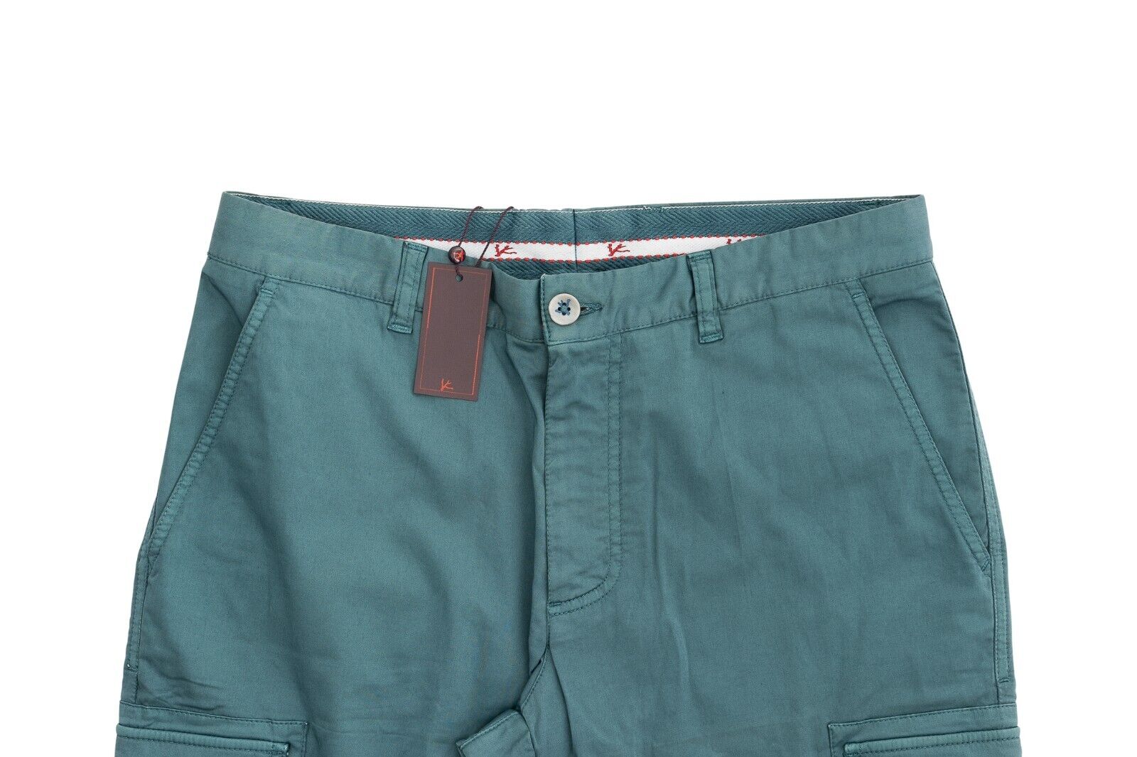 690$ ISAIA NAPOLI Cargo Emerald Green Trousers Pant Cotton 32 US / 48 EU Slim
