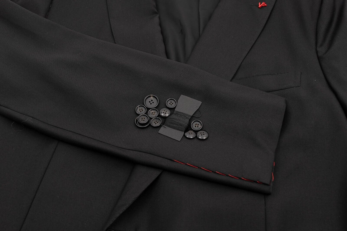 $4500 ISAIA NAPOLI Black Hand-Sewn Jacket Sport Coat Wool 130's 50 US / 60 EU