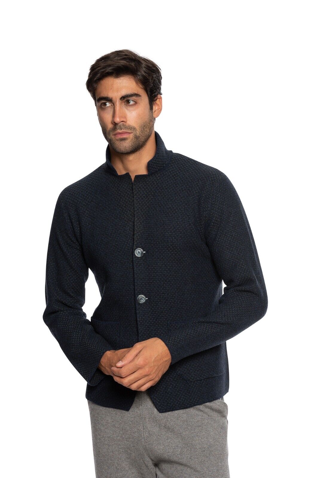 $1650 FEDELI CASHMERE Cardigan Jacket Jacquard Knit 100% Cashmere 40 US / 50 EU