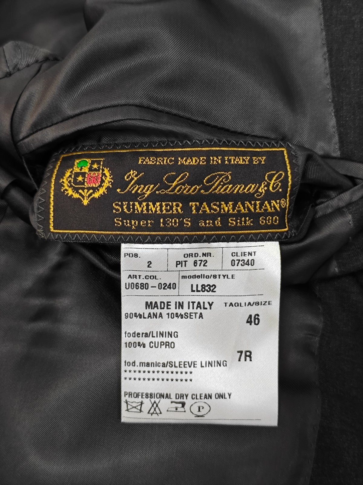 $2200 RAFFAELE CARUSO Gray 3 Pcs Suit LORO PIANA Wool 130's / Silk 36 US 46 EU