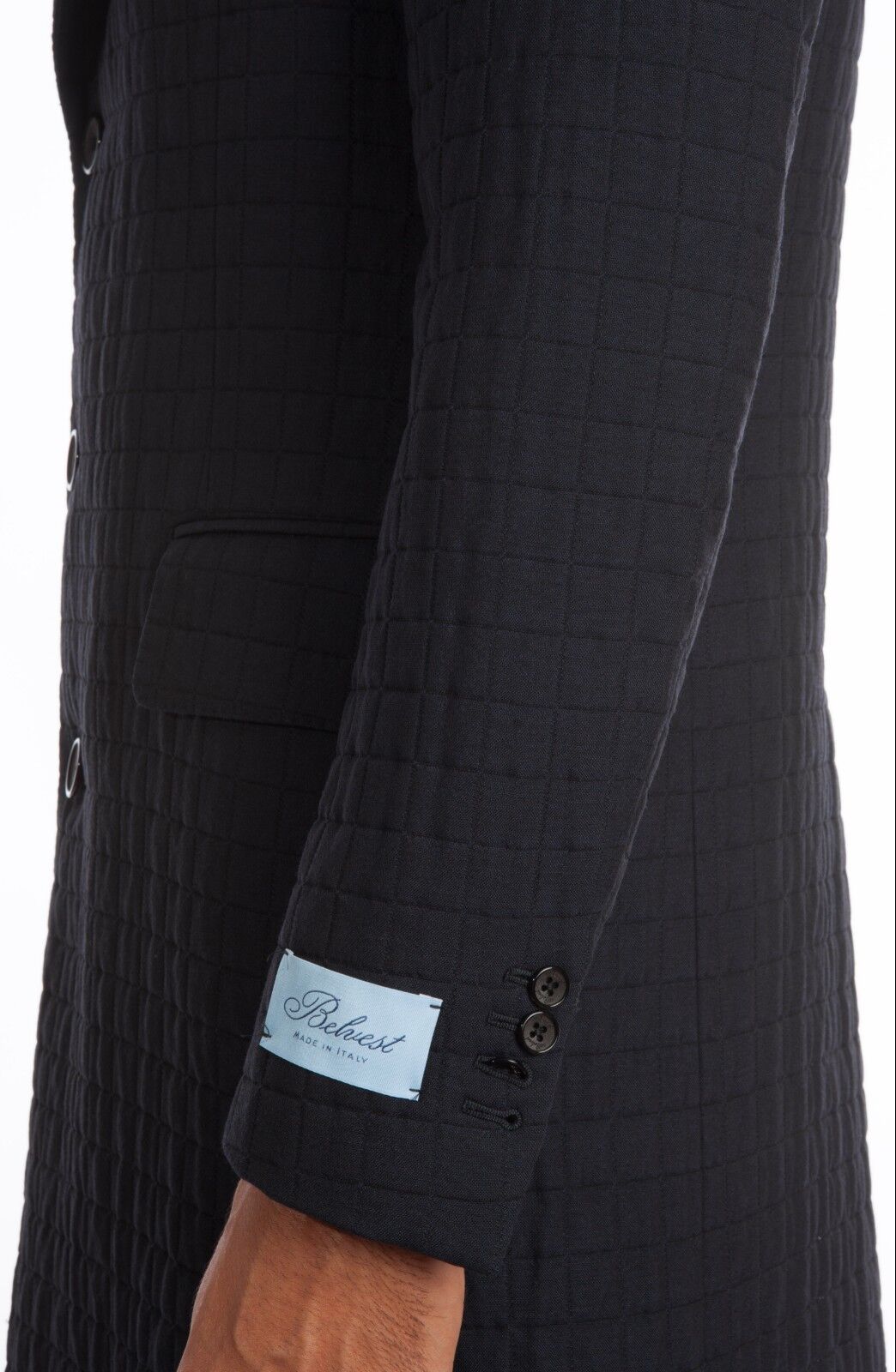 $2590 BELVEST Dark Blue Wool Quilted Coat 40 US / 50 EU Drop 8R Slim Fit
