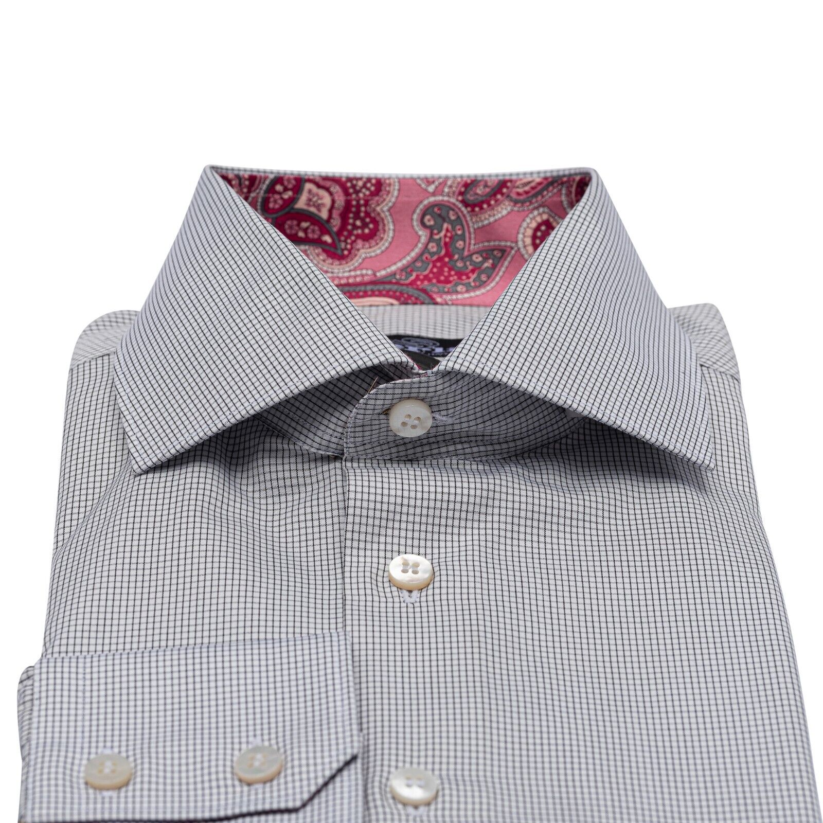 690$ LUXURY GERLIN Shirt Gray Cotton + Silk Details 16 - 41 2A BIJAN