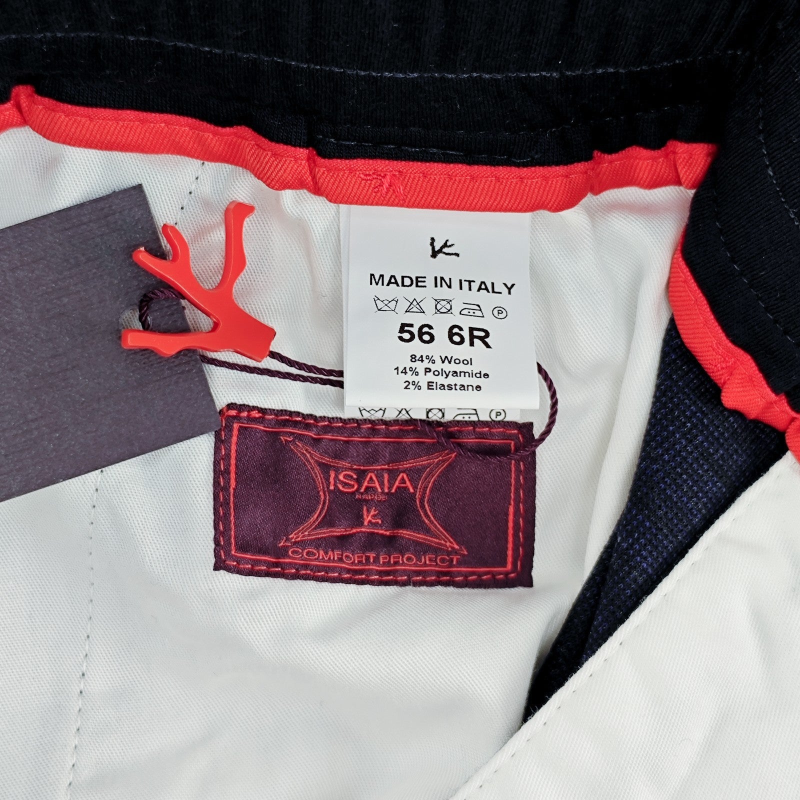 1650$ ISAIA Blue Tapered Dress Drawstring Pant Wool Comfort 40 US / 56 EU 6R