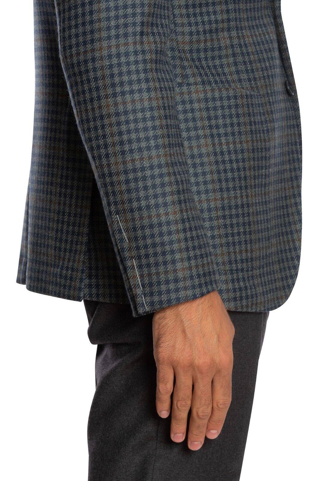 $2050 LUIGI BORRELLI "PROCIDA" Hand-Sewn Dark Gray Plaid Jacket Sport Coat Wool