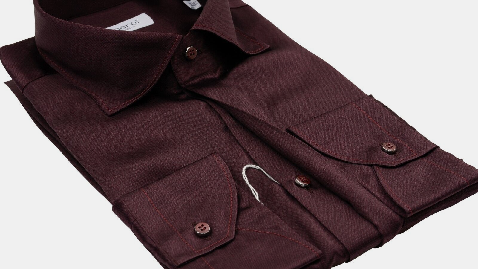 1400$ LUXURY MAROL BOLOGNA Solid Shirt Burgundy 100% COMO SILK Satin 16 - 41