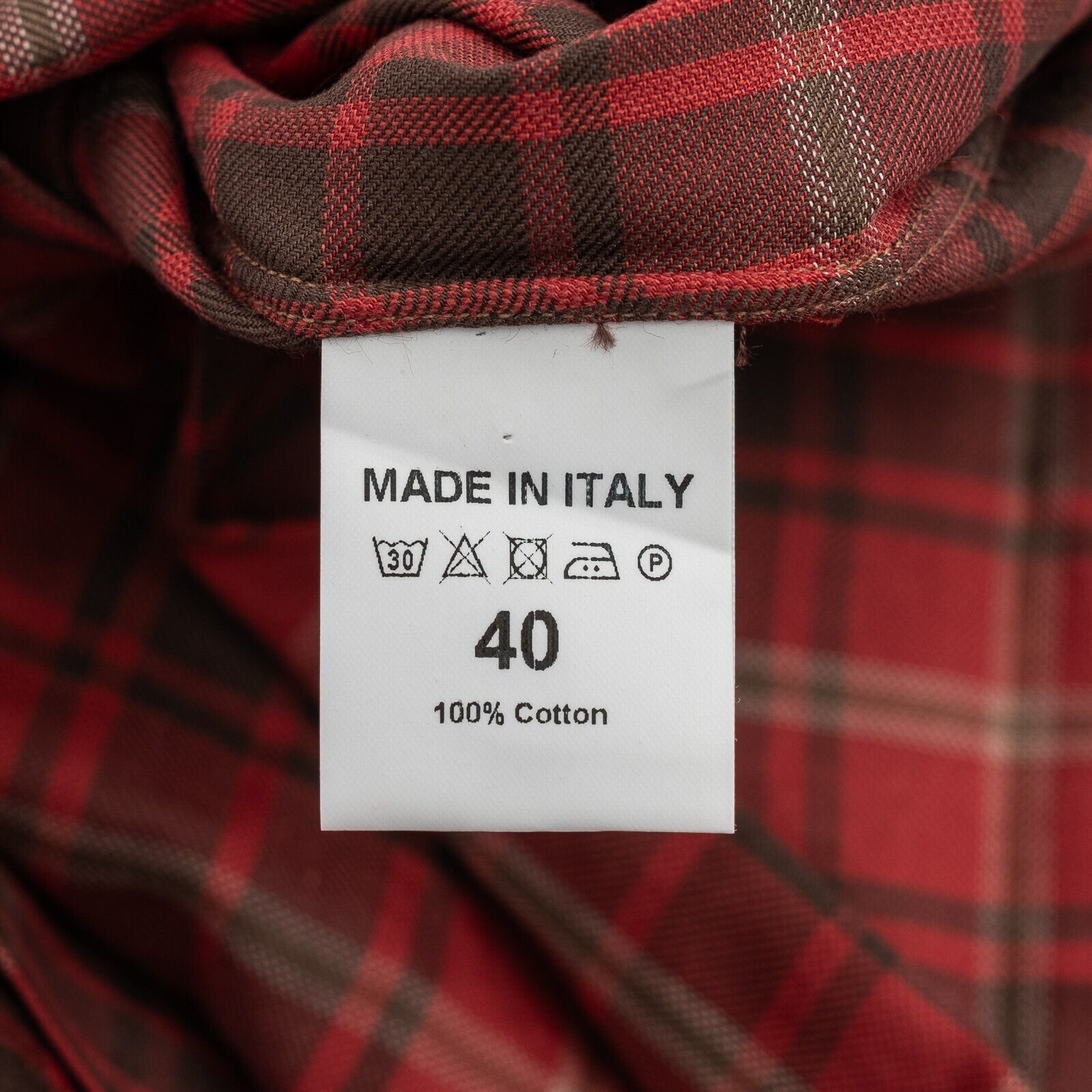 690$ ISAIA NAPOLI Red Hand-Sewn Glen Plaid Casual Shirt Cotton 15.75 - 40