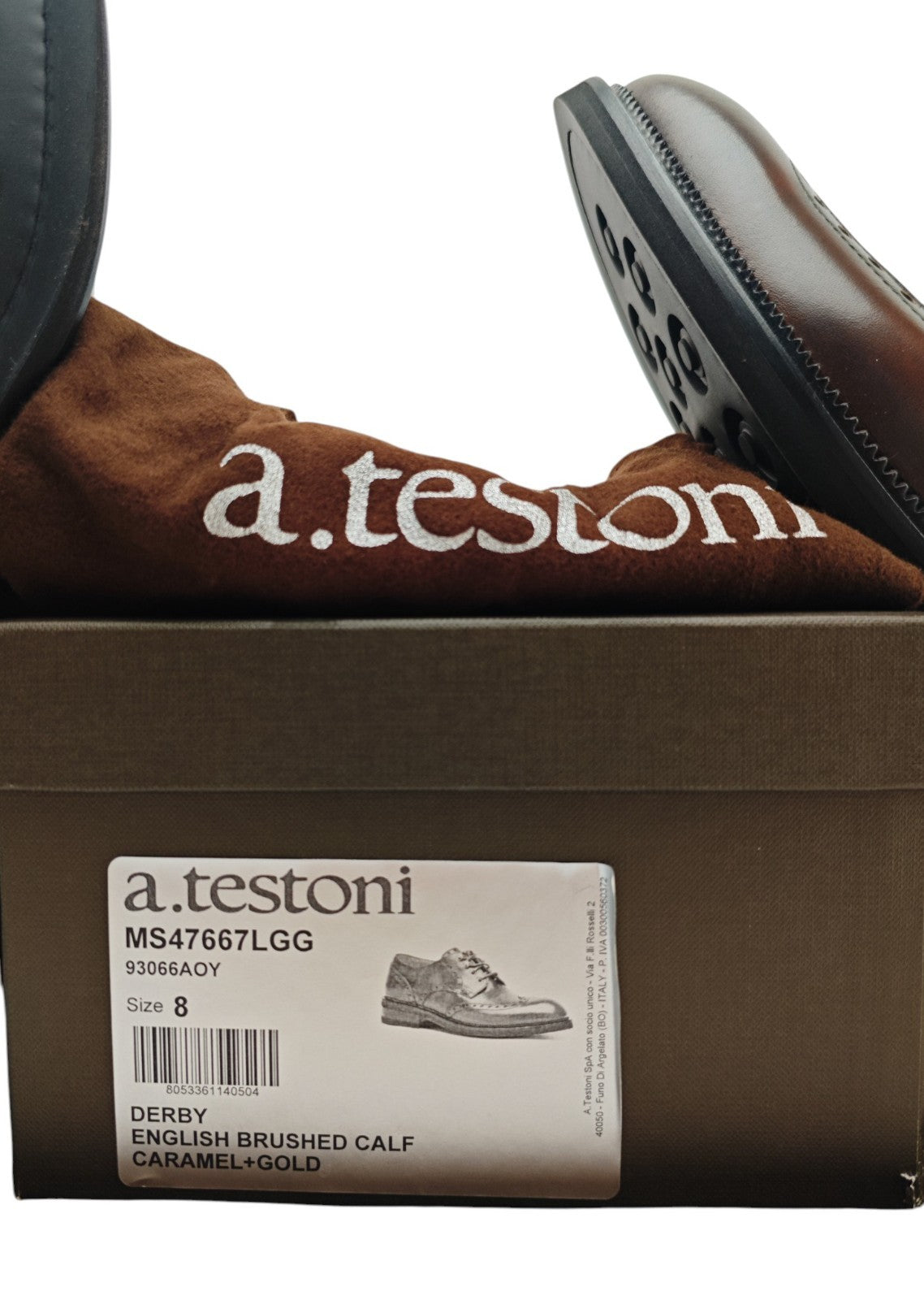 1200$ TESTONI Derby Shoes English Burnished Calf Brown 8 UK / 9 US / 42 IT
