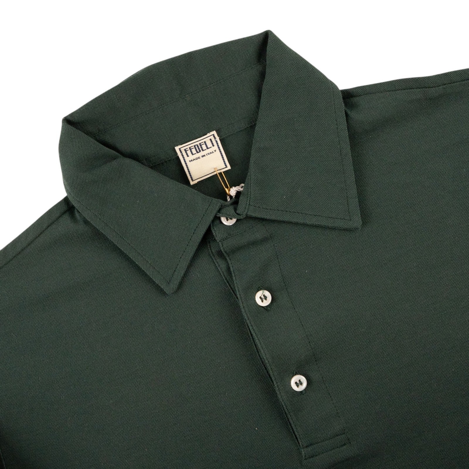 400$ FEDELI Green Forest Polo Cotton Pique Pocket 36 US / 46 IT
