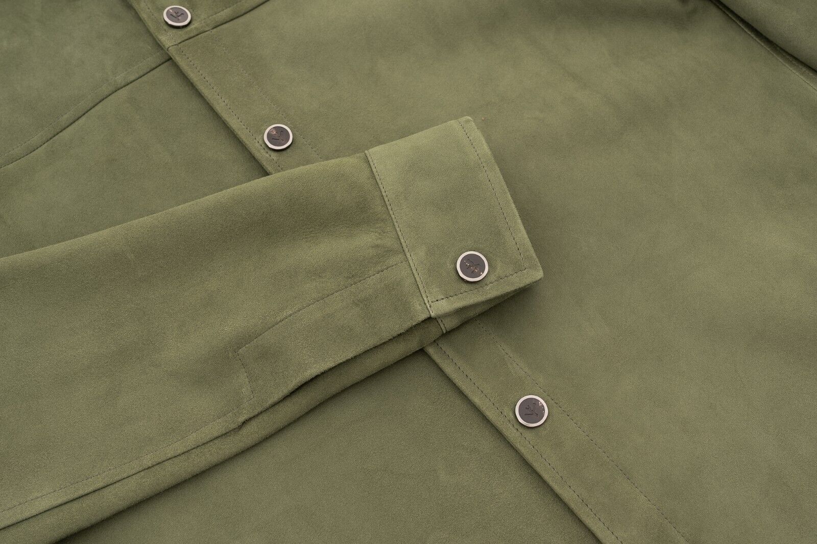 4200$ ISAIA NAPOLI Green Overshirt Jacket Leather Suede Lambskin 38 US / 48 EU