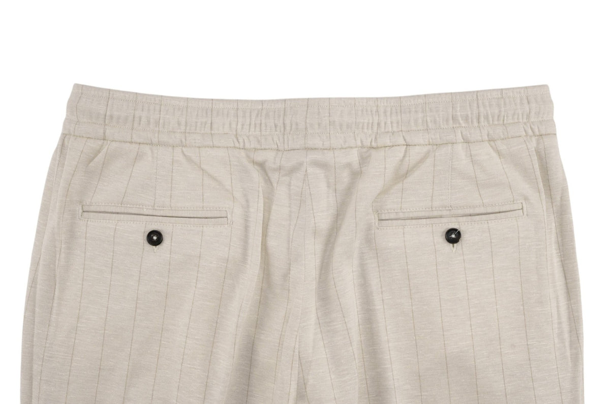 1350$ ISAIA NAPOLI Ivory Striped Drawstring Pant Wool - Silk - Linen 40 US 56 EU