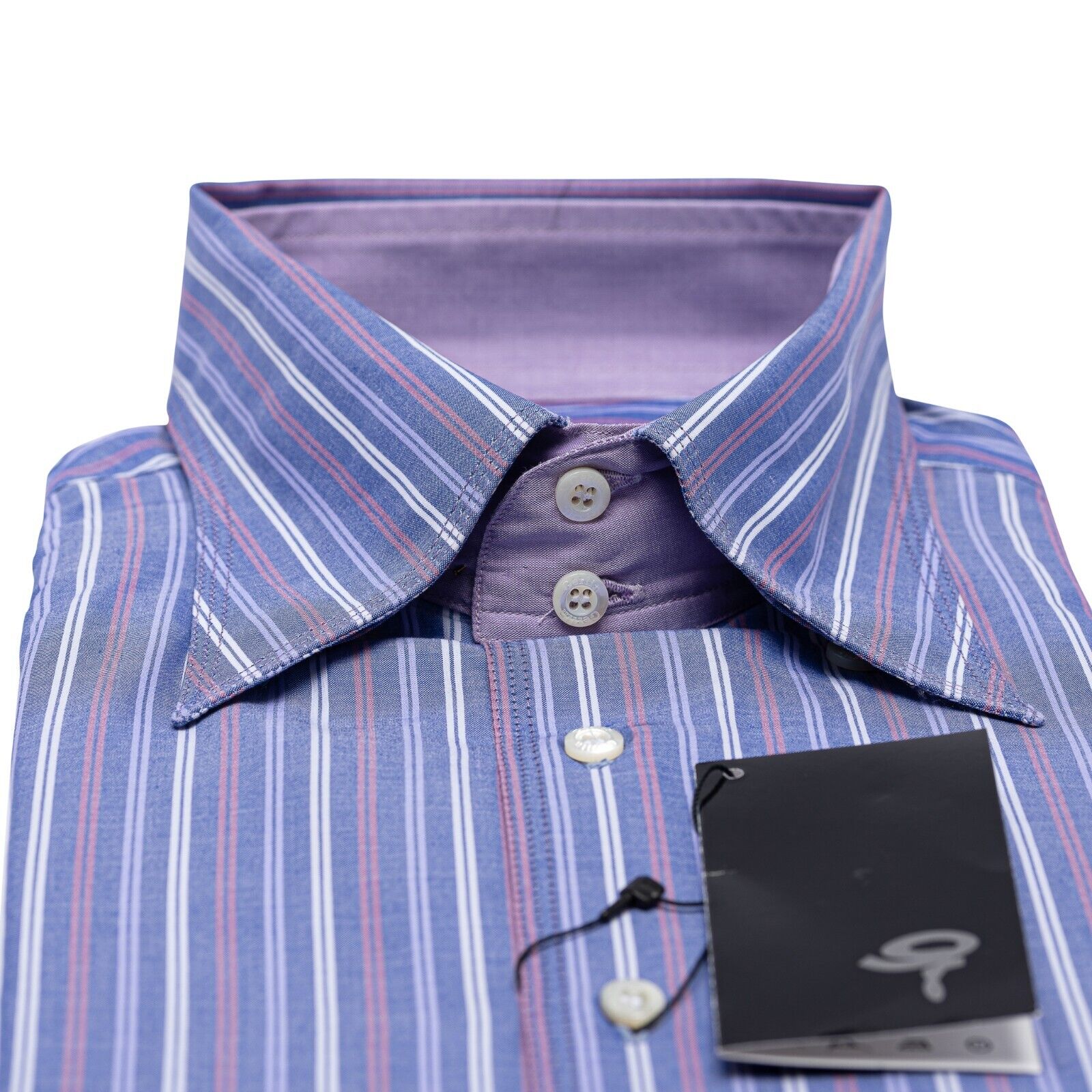 690$ LUXURY GERLIN Shirt Point Collar Violet Cotton 16 - 41 - 7Z BIJAN