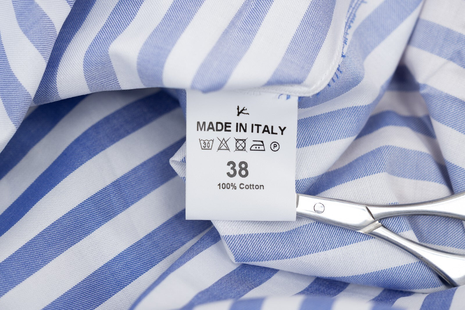 650$ ISAIA NAPOLI White & Blue Hand-Sewn Striped Dress Shirt Cotton 15 - 38
