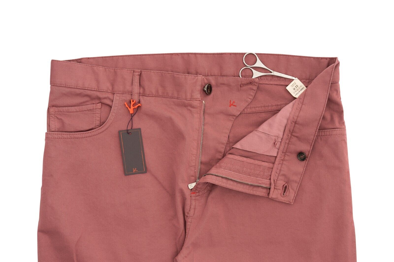 990$ ISAIA NAPOLI "Comfort Project" Dark Pink 5 Pockets Pant Cotton 36 US 52 EU