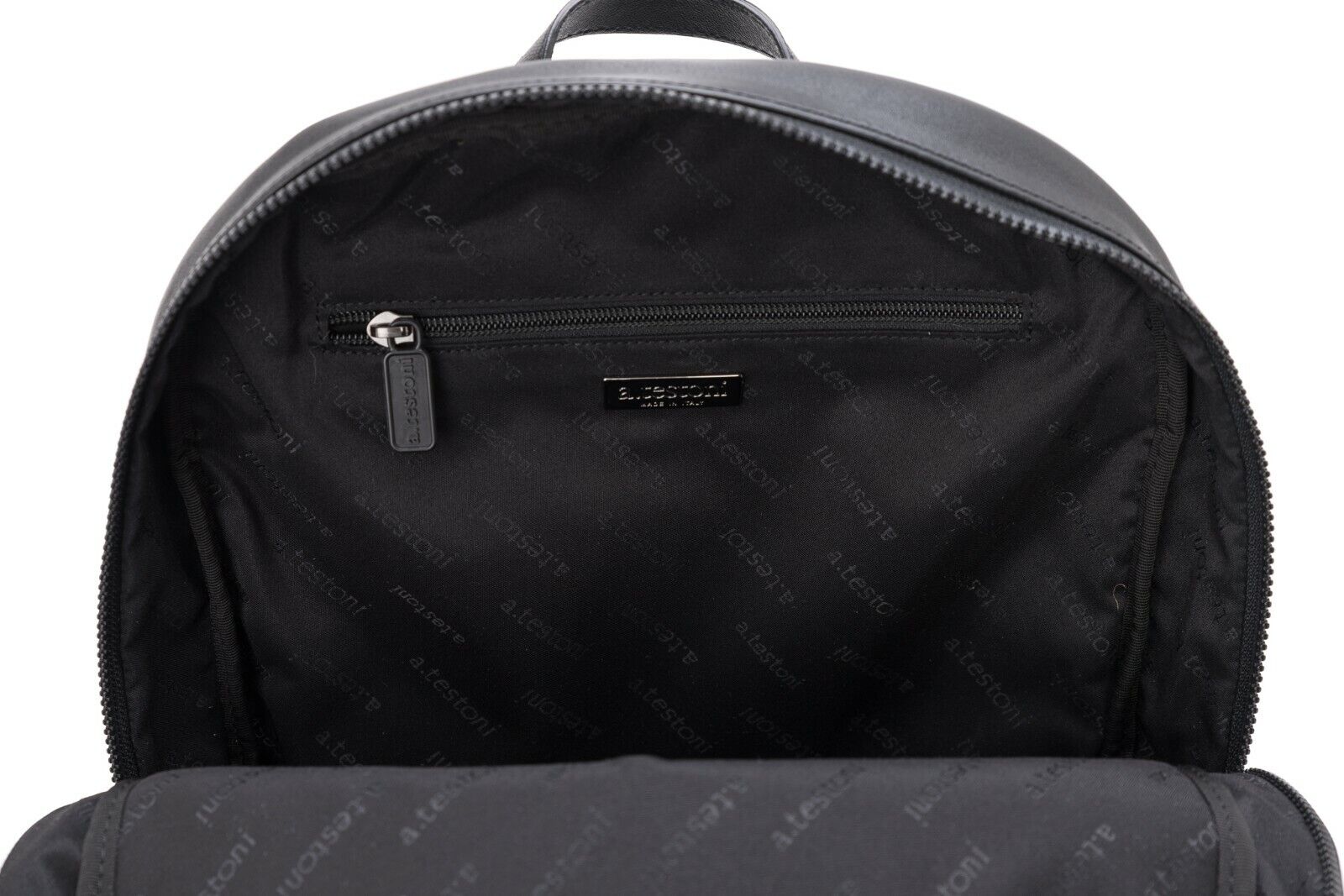 $1040 Testoni Bologna Black Luxury Backpack Techno Rain Fabric + Nappa + Patch