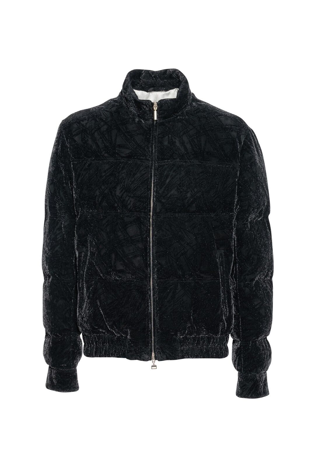 2500$ ITALO FERRETTI Puffer Jacket Black Silk + Jacquard Leather Size L BIJAN