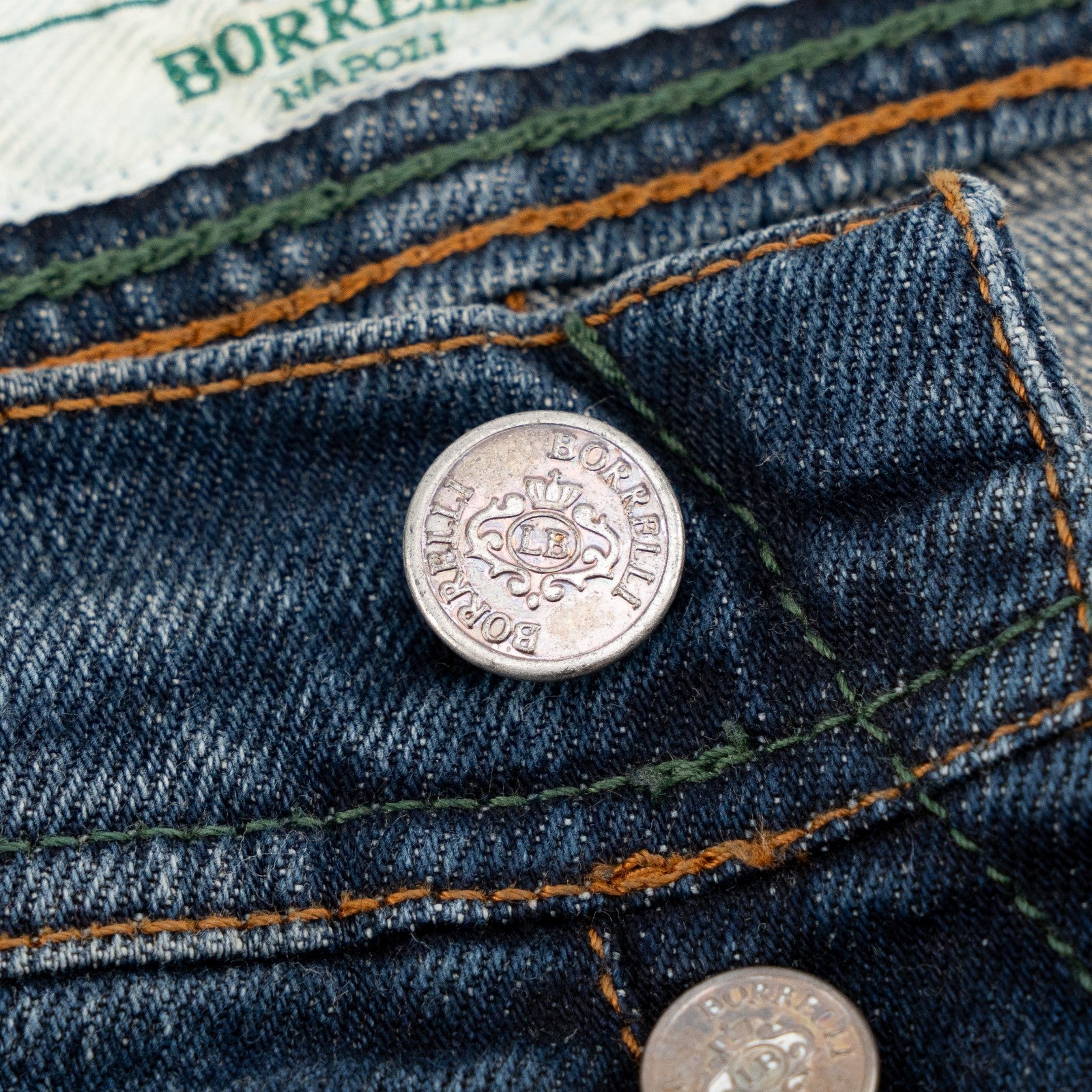 415$ LUIGI BORRELLI NAPOLI Dark Blue Denim Jeans Pant Twill Cotton Made in Italy