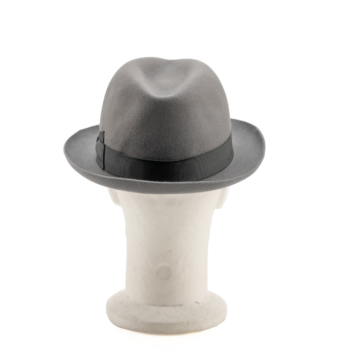 $475 BORSALINO Fedora Hat Gray Alessandria Felt +Leather Handmade in Italy Sz L
