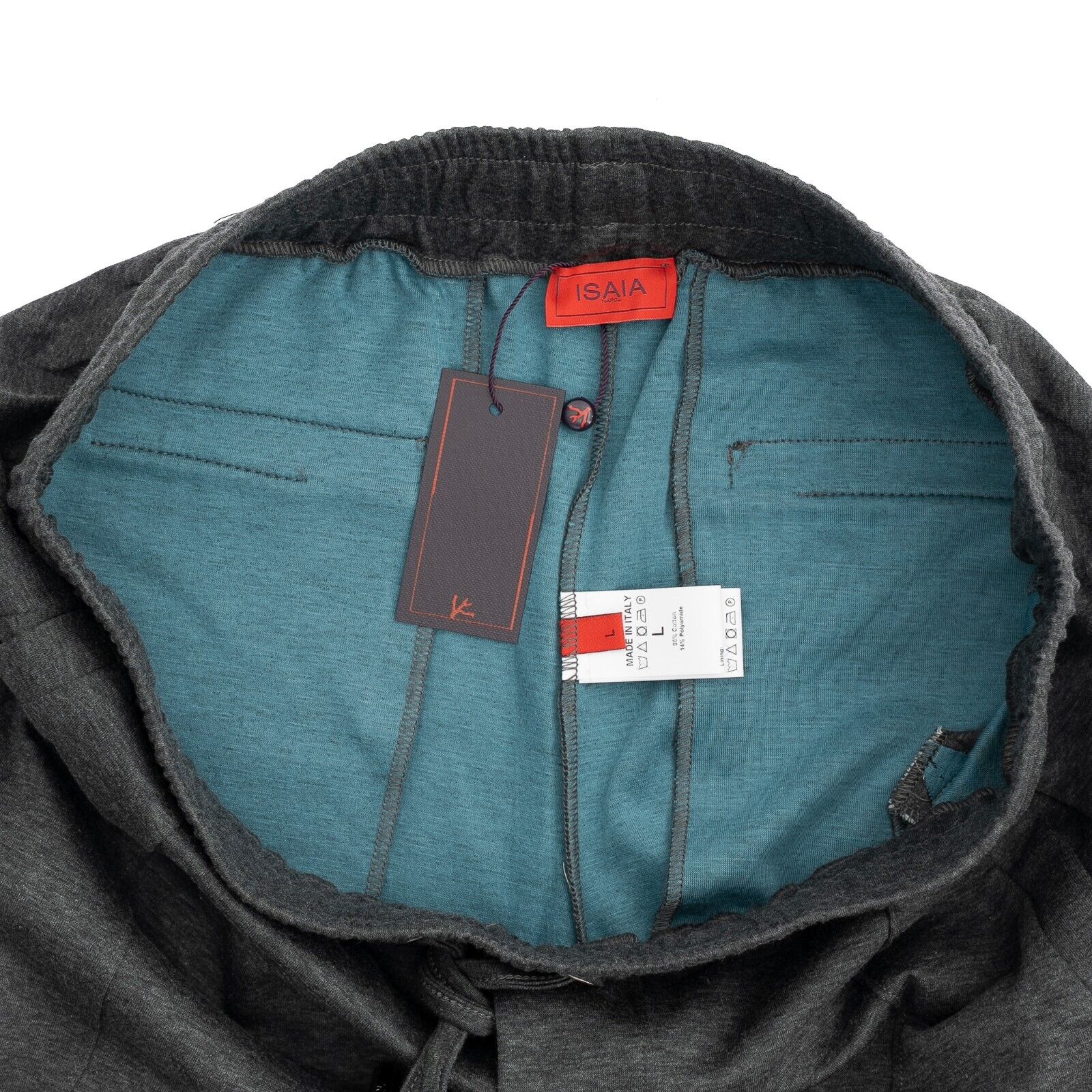 1100$ ISAIA NAPOLI Gray Trackpant Drawstring Jogging Pant Cotton Blend Size L