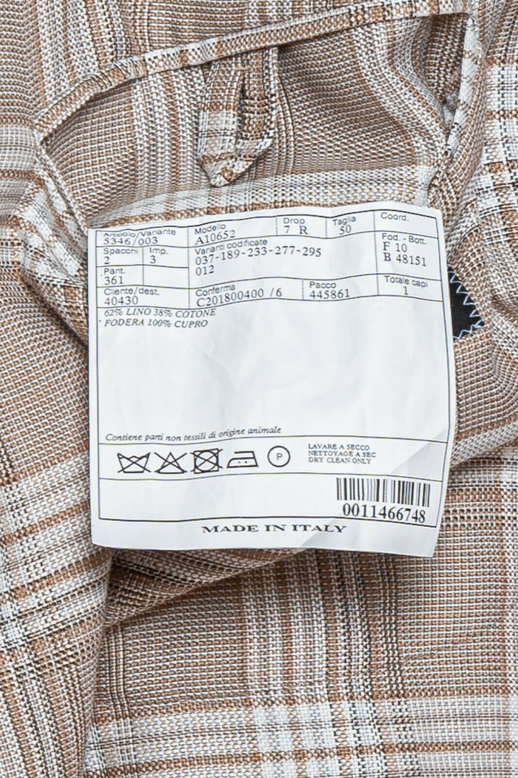 $2750 Belvest Light Brown Suit Linen Cotton 40 US / 50 EU 7R JACKETINTHEBOX