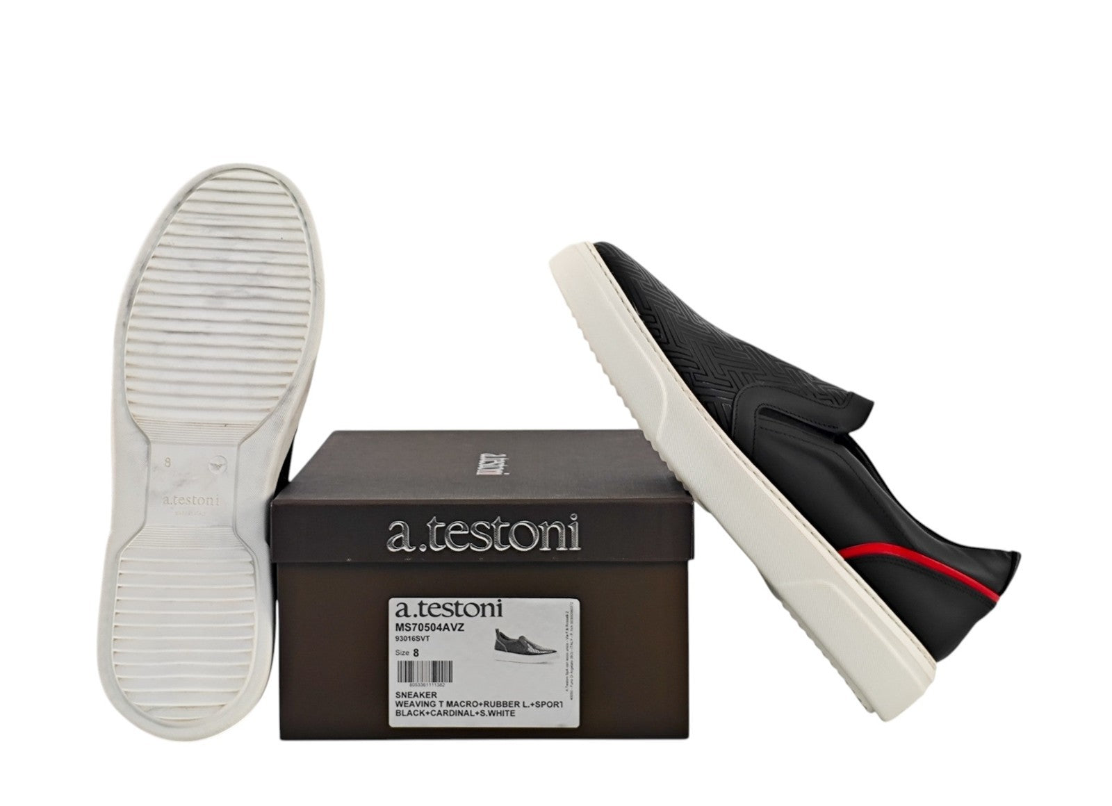 700$ TESTONI Black SlipOn Sneaker Shoes Weaving Pattern 8 UK / 9 US / 42 IT