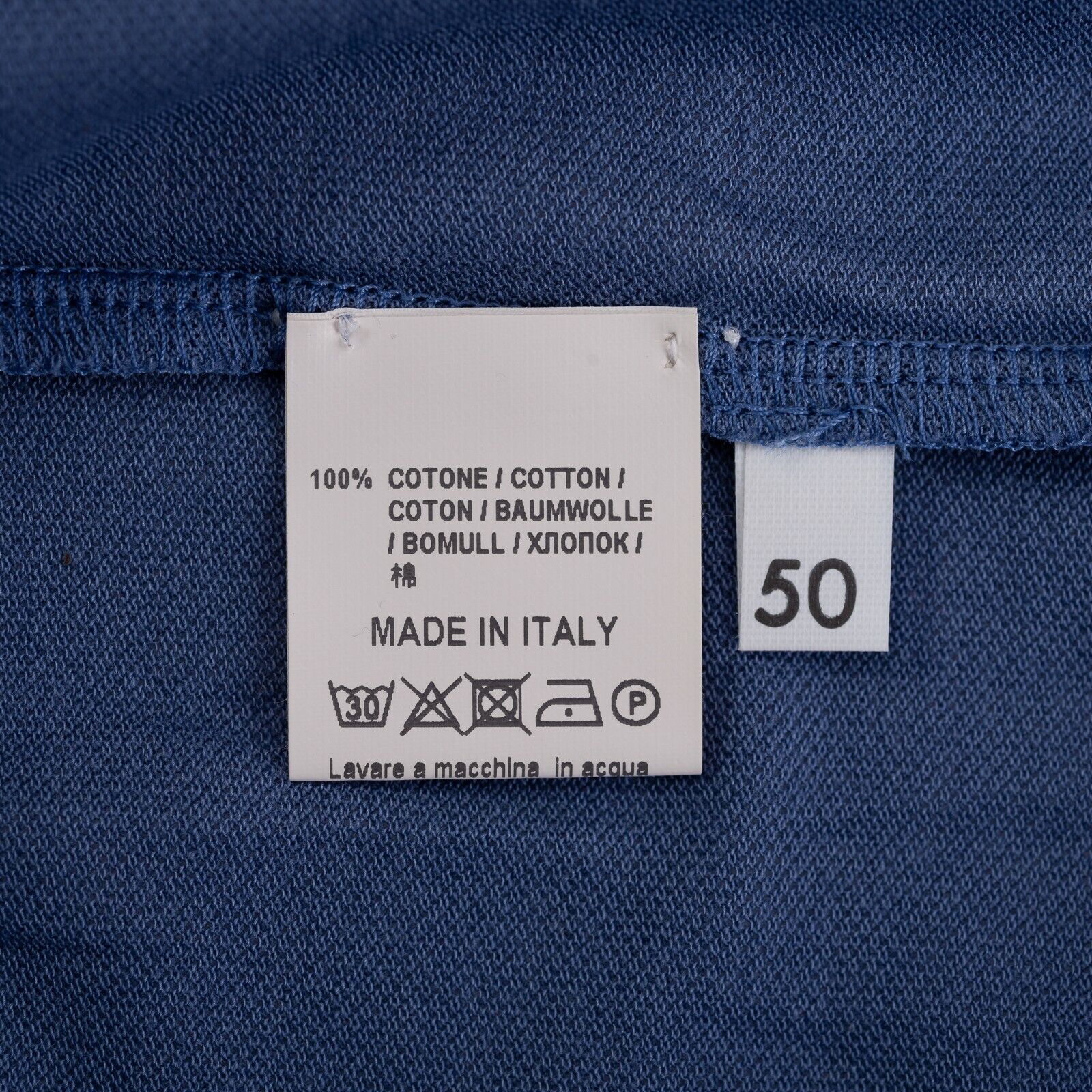 Luxury Knitwear FIORONI CASHMERE by Attolini Polo Cotton Indigo 40 US / 50 EU