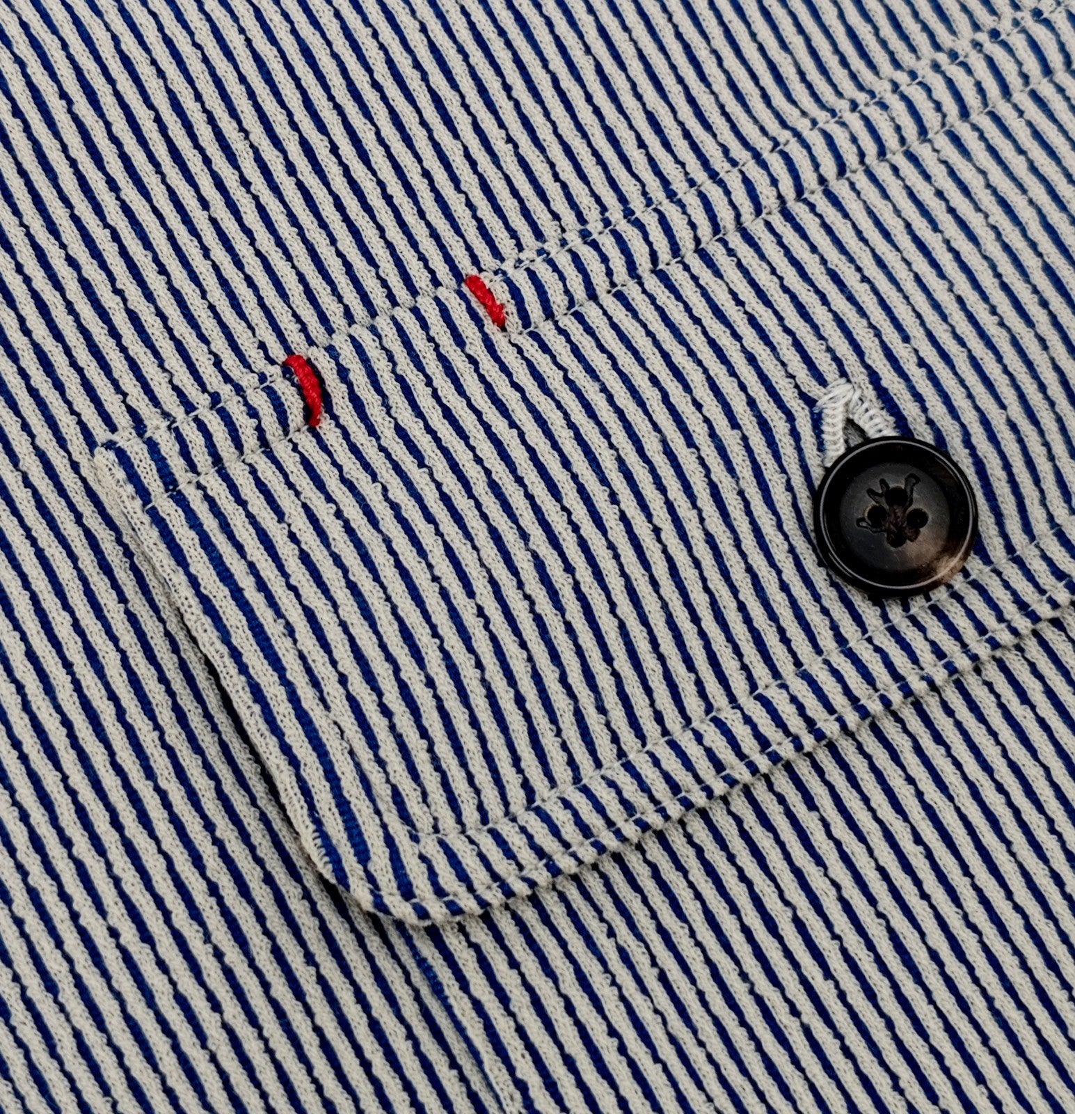$1550 ISAIA NAPOLI Blue / White Hand-Sewn Overshirt Jacket Cotton - Wool