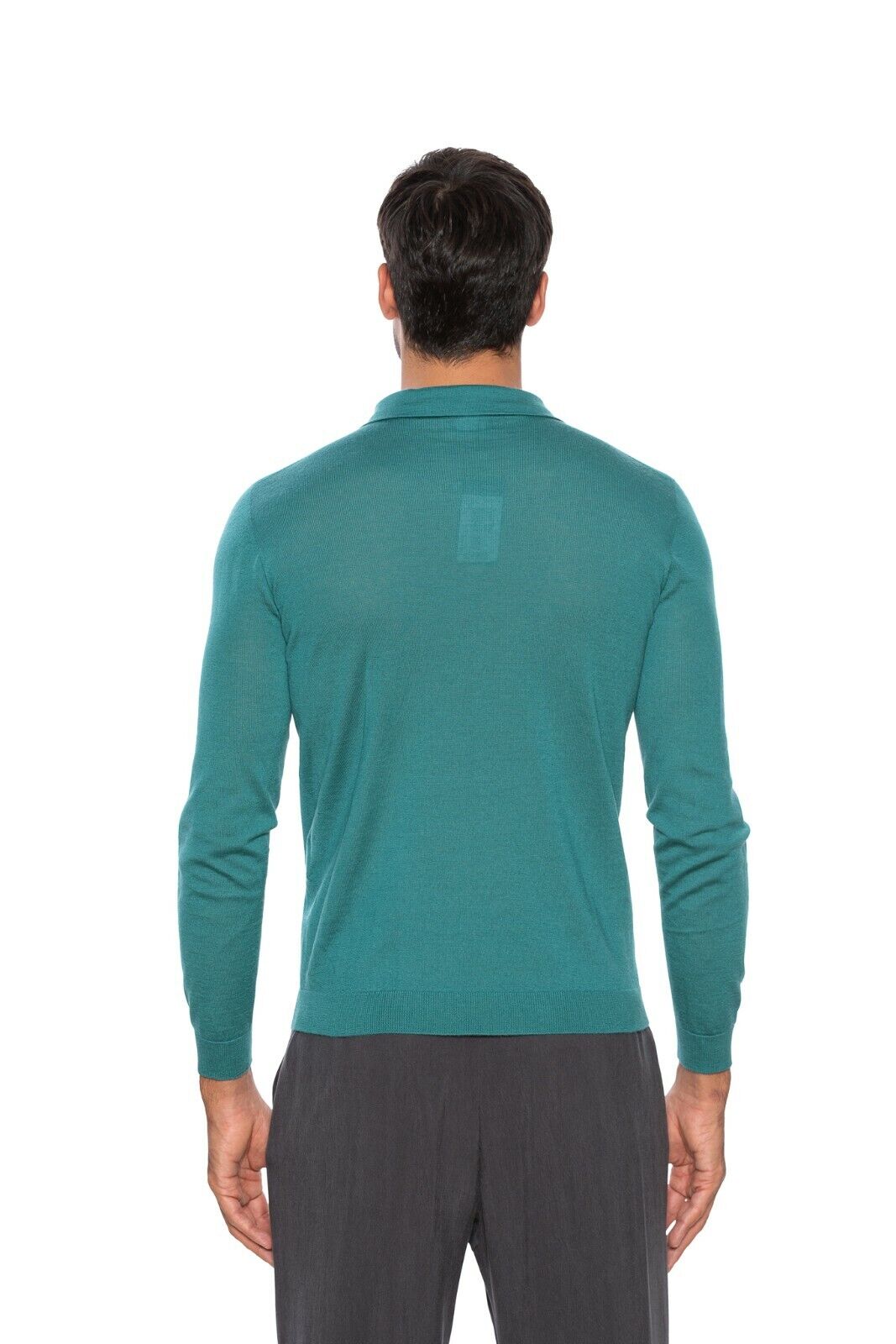 1150$ GIORGIO ARMANI Sweater with Collar 100% Cashmere Jade 38 US / 48 EU Slim