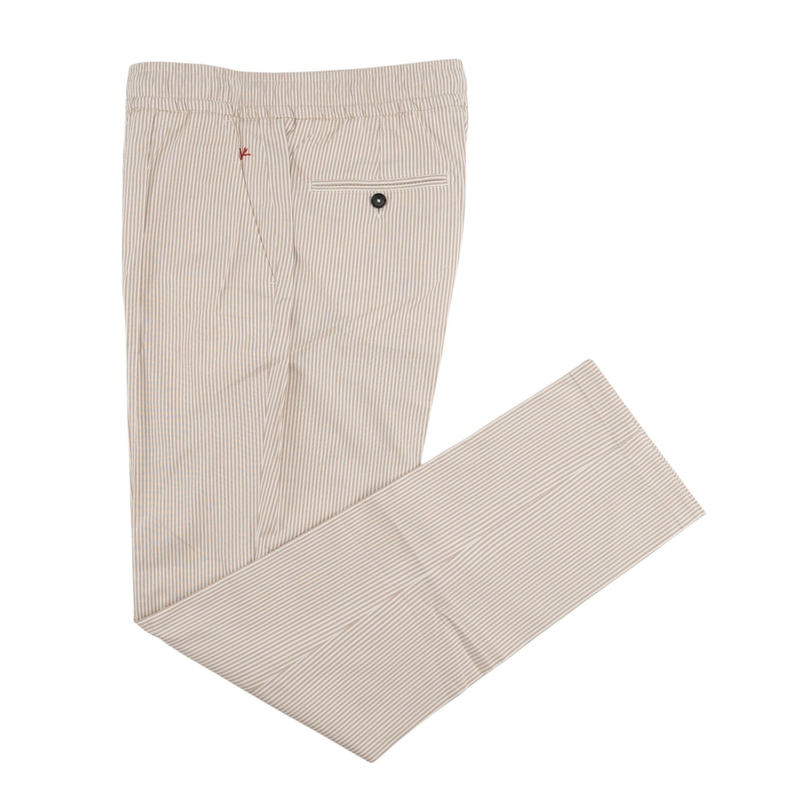 1350$ ISAIA NAPOLI Beige - Ivory Drawstring Pant Cotton - Silk Sartorial Fit