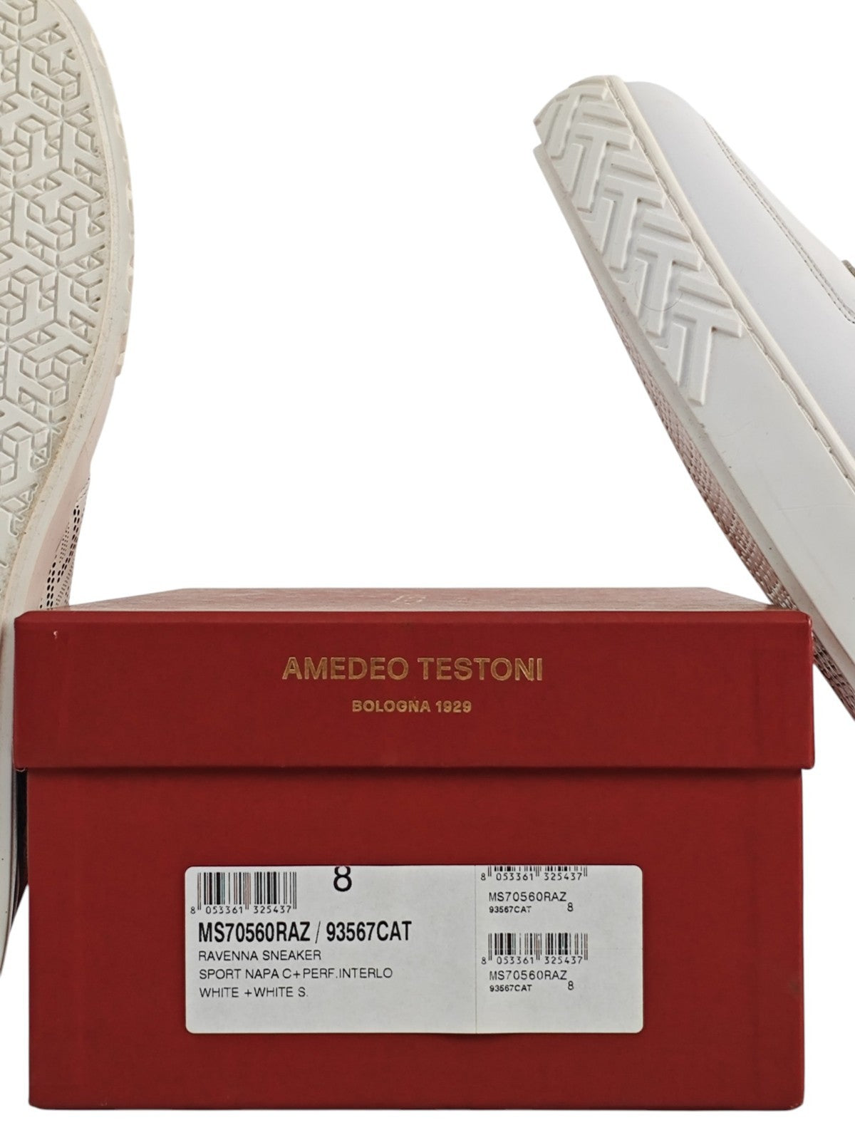 950$ TESTONI Ravenna White Sneaker Perforated Interlock 8 UK / 9 US / 42 IT
