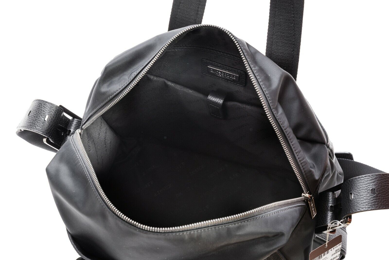 $629 a.Testoni Bologna Pc Case / Backpack Black Karibu Calf + Fabric Luxury