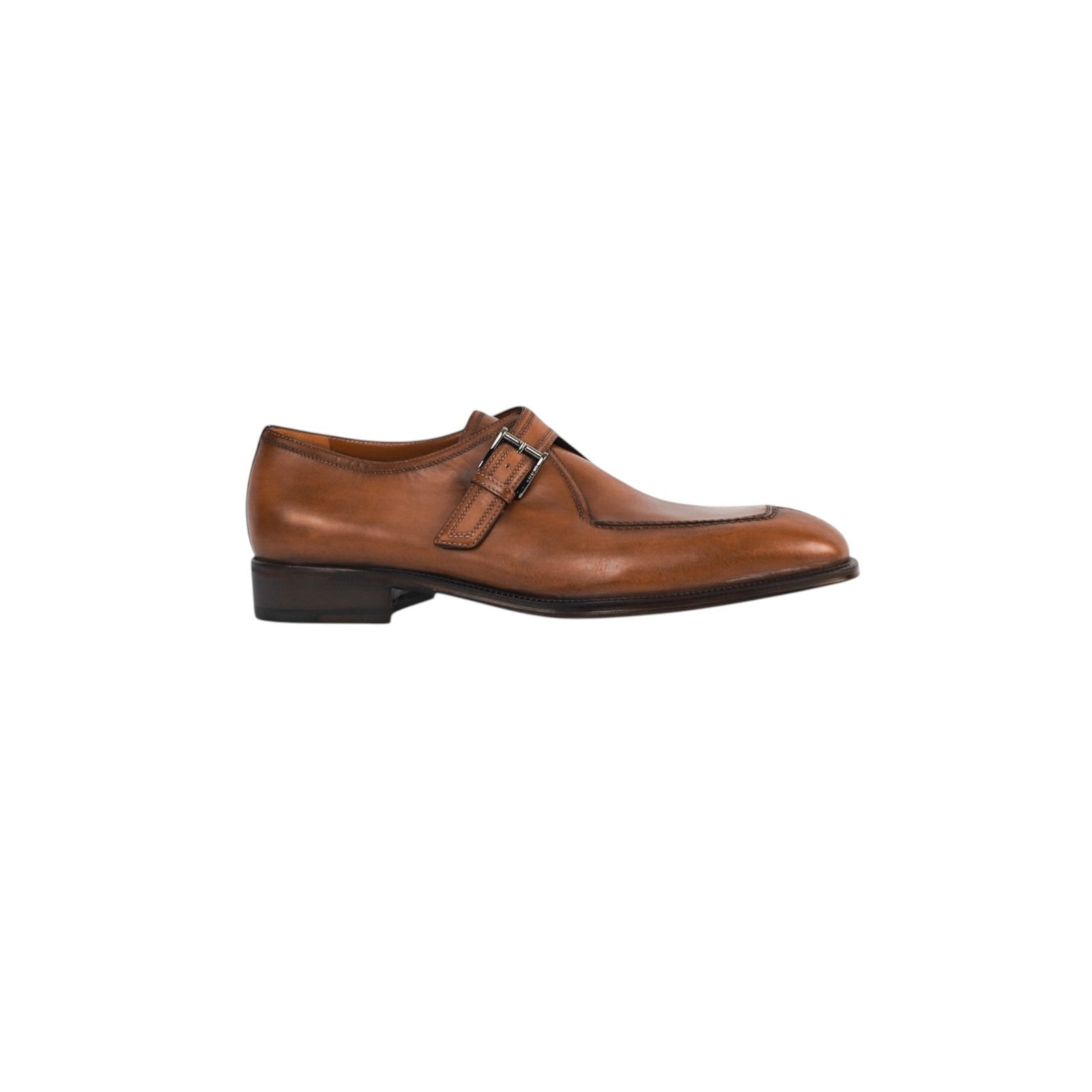 1250$ TESTONI Monk Shoes Buckle Caramel Washed Calf 8 UK / 9 US / 42 IT