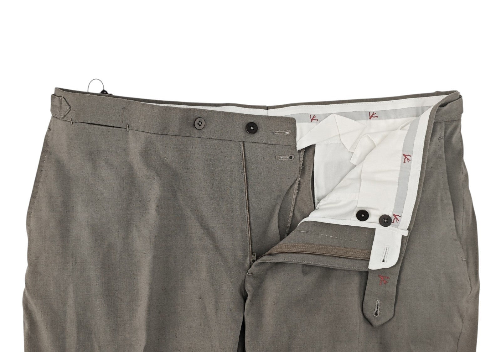 1550$ ISAIA Hand-Sewn Tapered Dress Pant Wool Linen Dove Gray 40 US / 56 EU