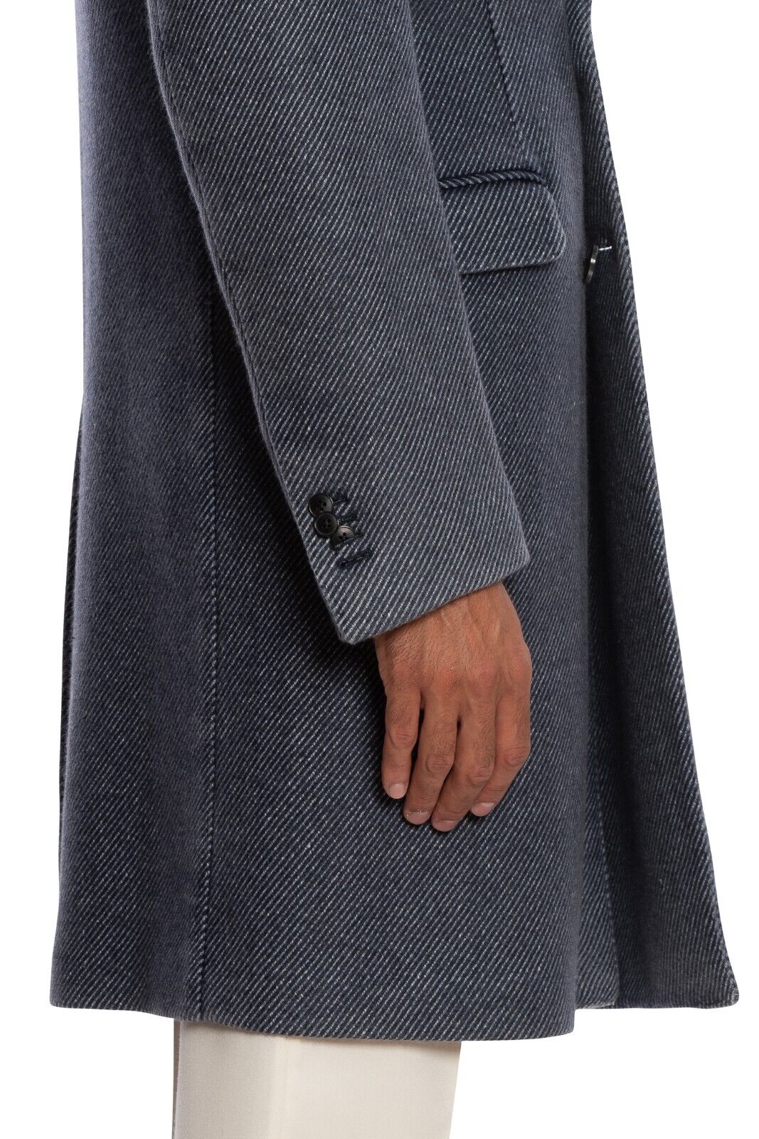 $2050 BOGLIOLI Double Braested Blu Coat K.Jacket Wool Cashmere Linen 38 US 48 EU
