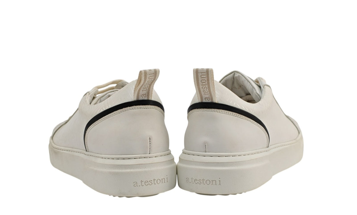 700$ TESTONI Sneaker Weaving T Macro Calf White 8 UK / 9 US / 42 IT