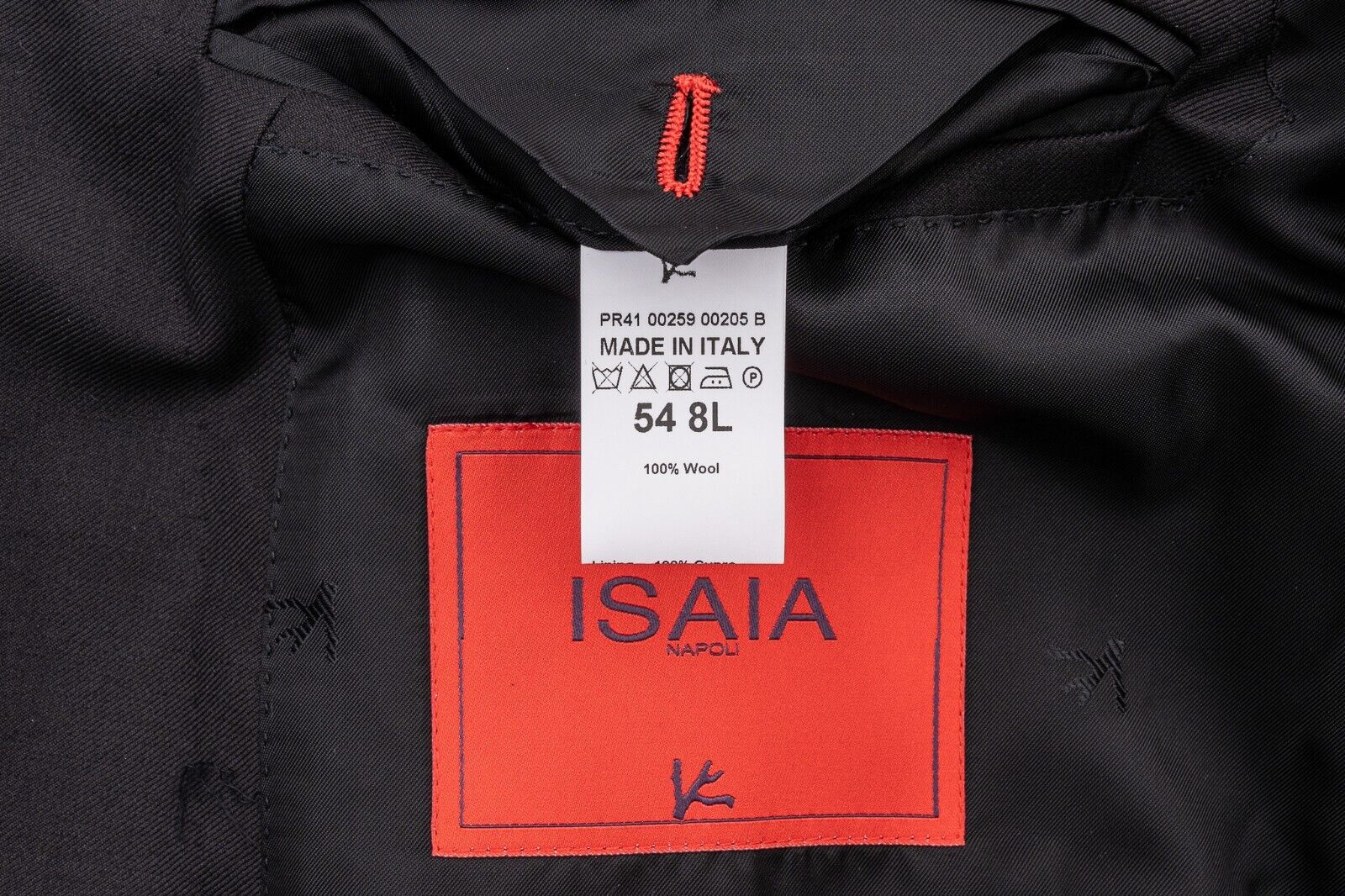 $6500 ISAIA NAPOLI "Aquaspider" Black Hand-Sewn Suit Fine Wool Drop 8L ( Long )