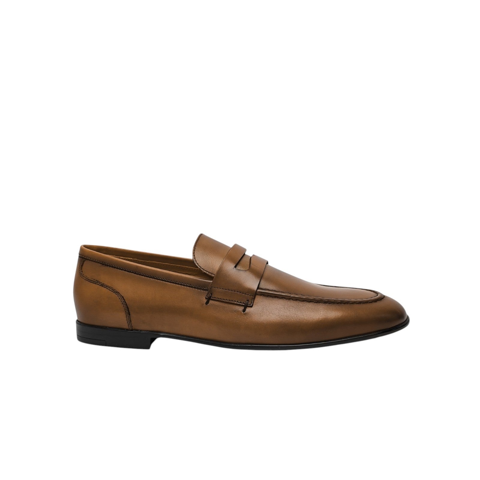 1250$ TESTONI Penny Loafer Shoes Burnished Calf Caramel 8 UK / 9 US / 42 IT
