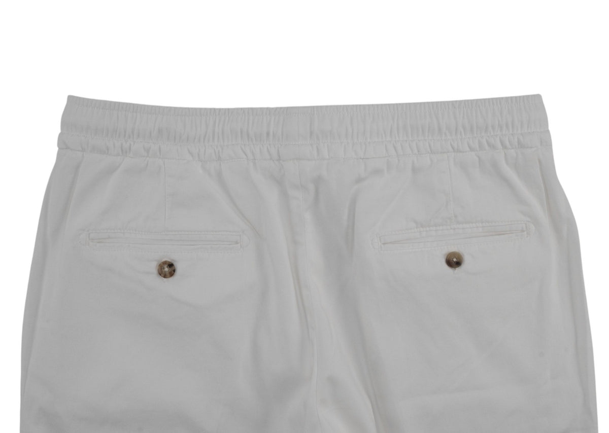 1250$ ISAIA NAPOLI White Drawstring Pant Tapered Cotton Cashmere 34 US / 50 EU