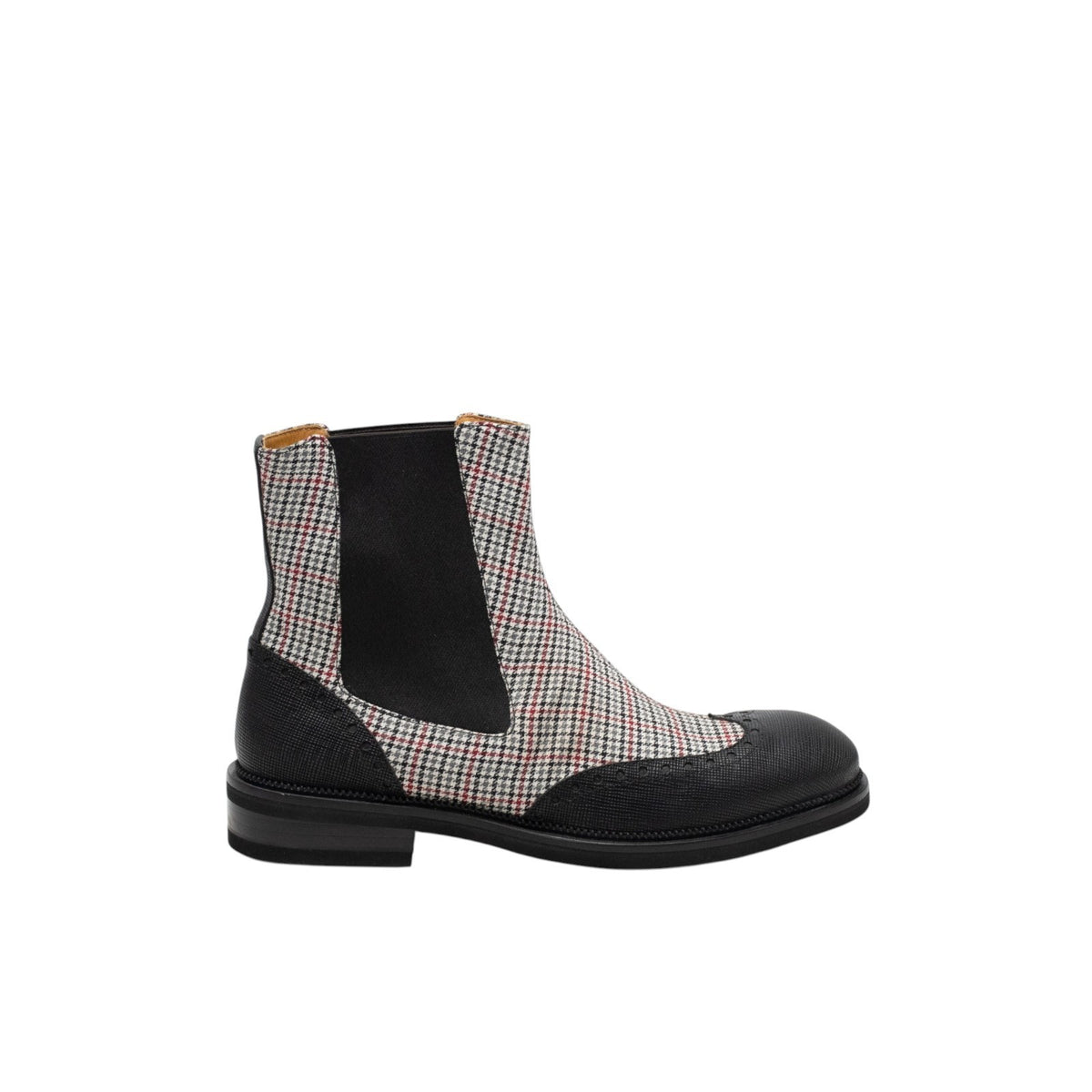 1550$ TESTONI Boot Shoes Saffiano Calf + Prince of Walles Black 8 UK 9 US 42 IT