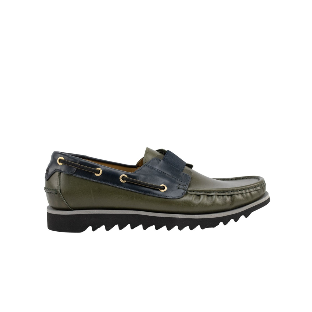 900$ TESTONI Boat Loafer Shoes Calf Green Army Blue Navy 8 UK / 9 US / 42 IT