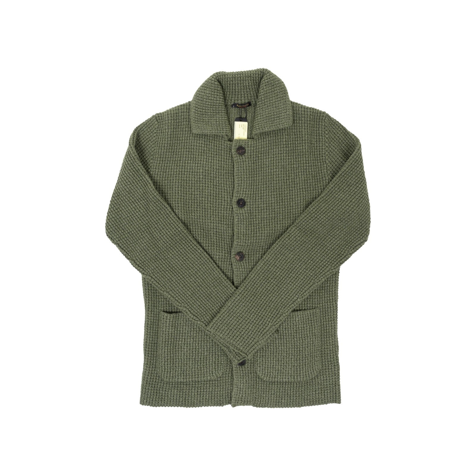 $1750 RUBINACCI NAPOLI Cardigan Jacket 100% Ribbed Cashmere Green