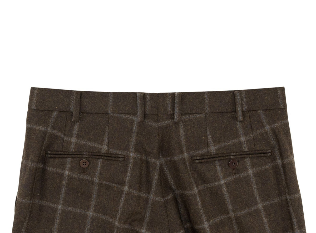 $6600 ISAIA "Capri" Dark Brown Suit Flannel Wool Windowpane 38 US / 48 EU 7R