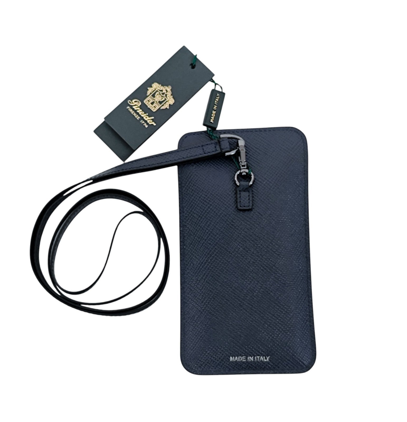 295$ PINEIDER FIRENZE 1774 Necklace Double Pen Holder Saffiano Calf Blue