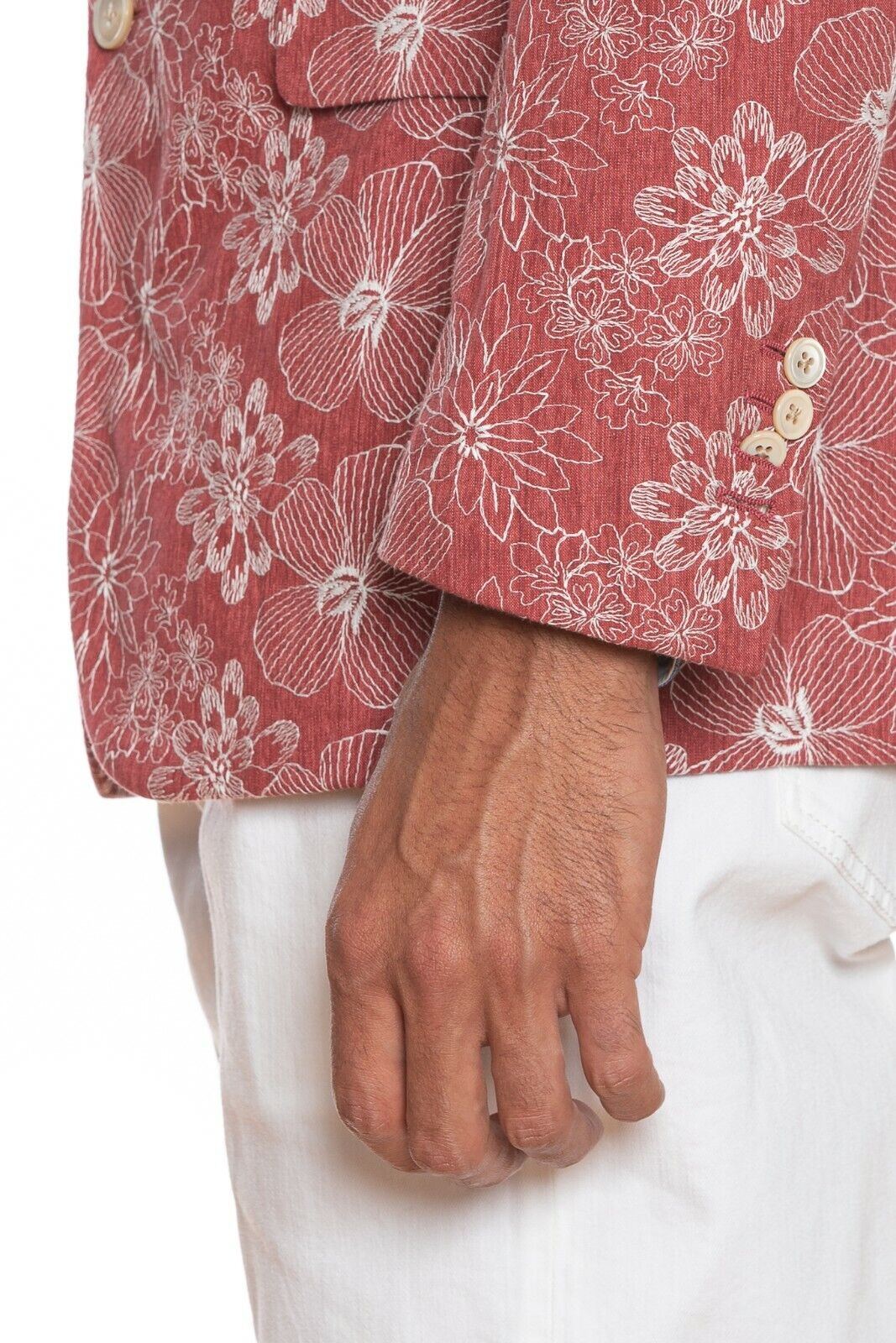 2450$ BELVEST Red-White Cotton Flowers Jacket Blazer Work of Art 40 US 50 EU 7R