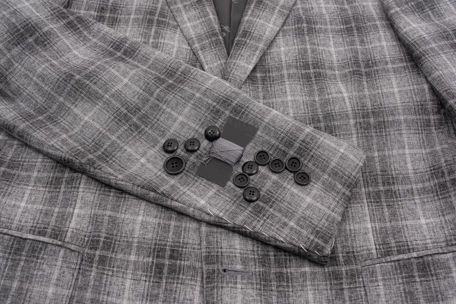 $1800 EIDOS by ISAIA NAPOLI Gray Checks Suit Cotton Wool Silk