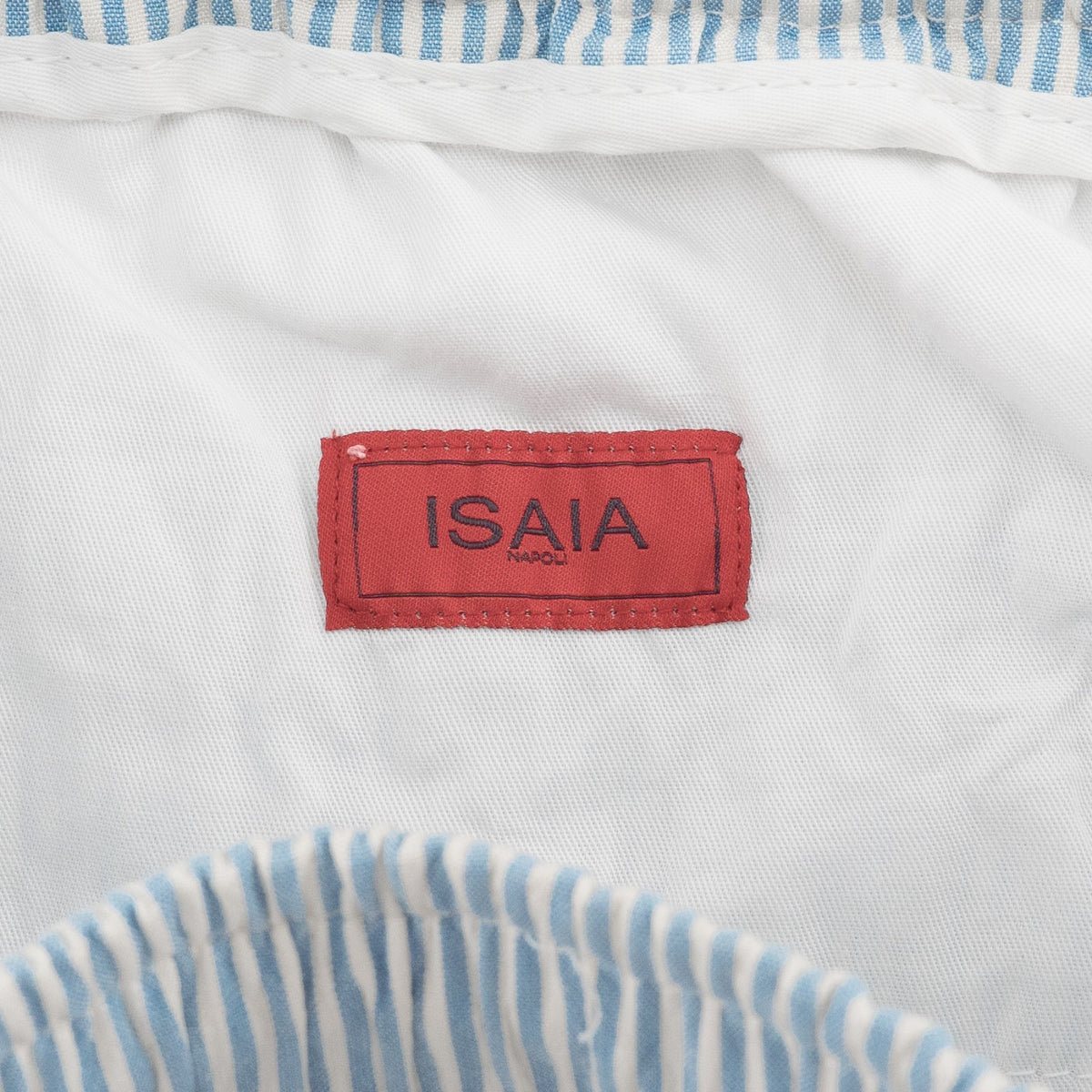 1450$ ISAIA Light Blue Striped Drawstring Pant Cotton-Silk Relaxed 32 US / 48 EU