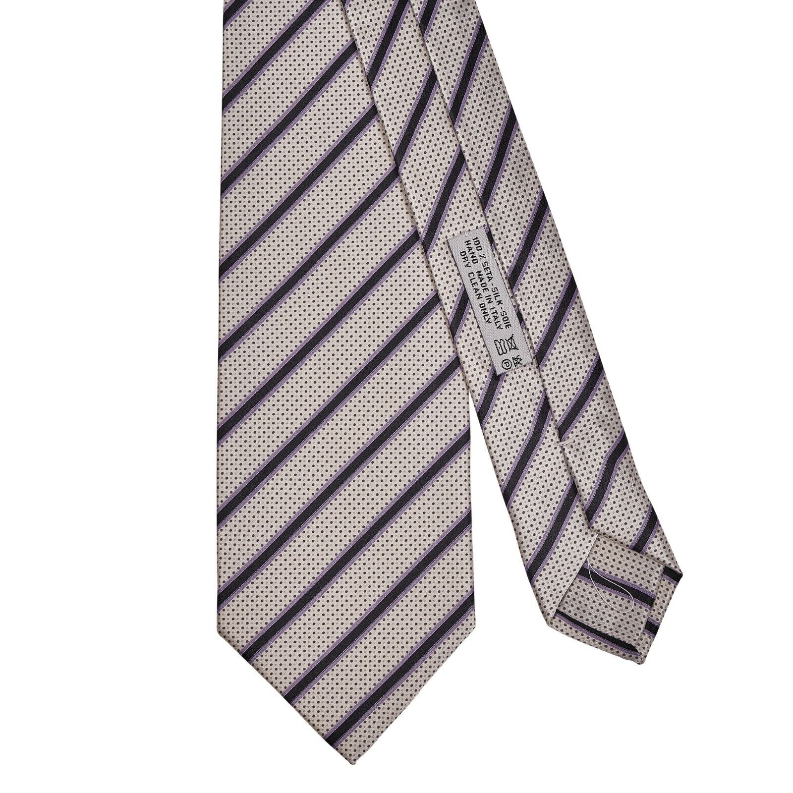 $220 ITALO FERRETTI x GERLIN Tie Satin Silk Light Grey Handmade in Italy ZILLI