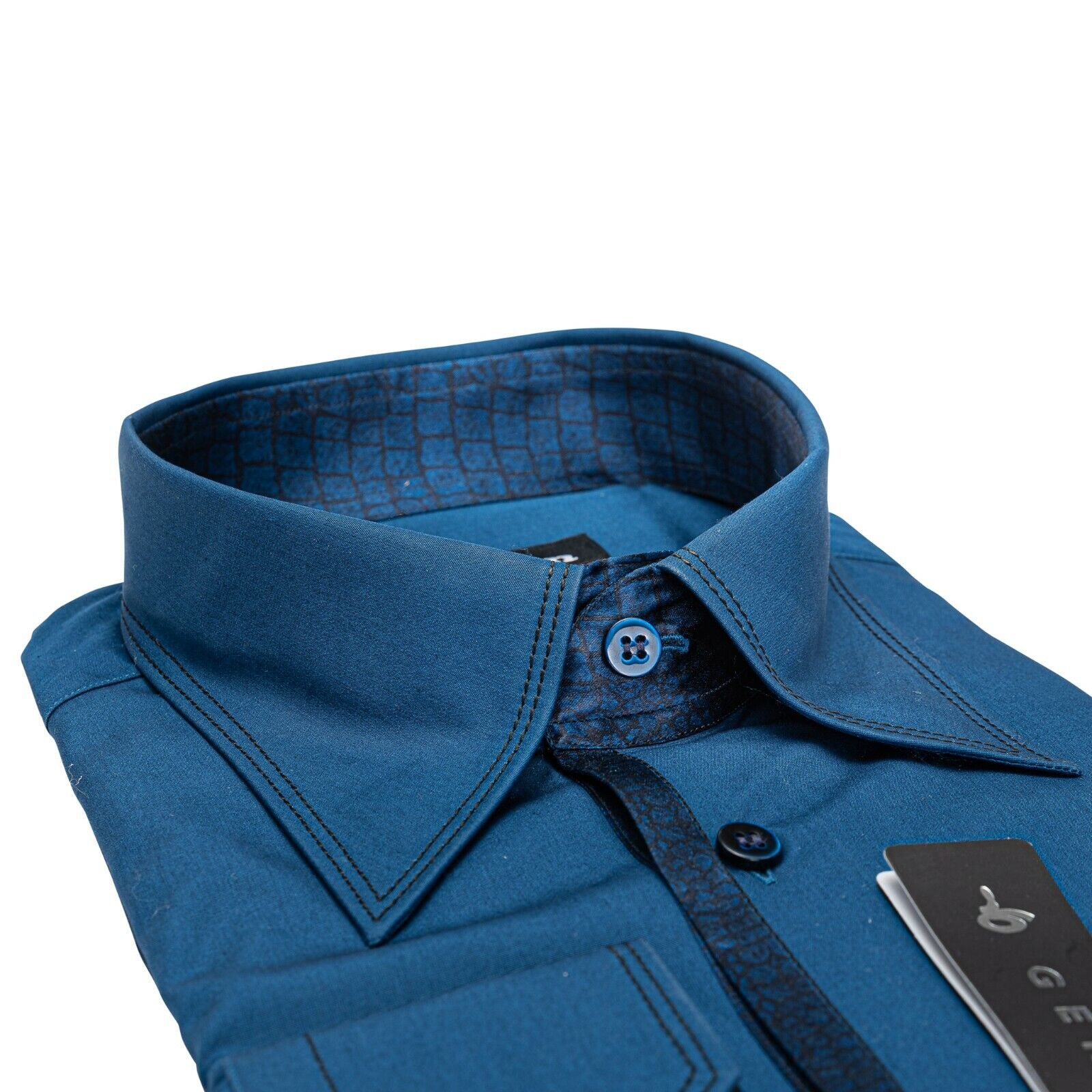 ITALIAN LUXURY 950$ GERLIN Shirt Blue ALUMO Cotton + Silk 16-41  BIJAN
