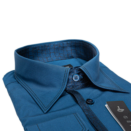ITALIAN LUXURY 950$ GERLIN Shirt Blue ALUMO Cotton + Silk 16-41 BIJAN