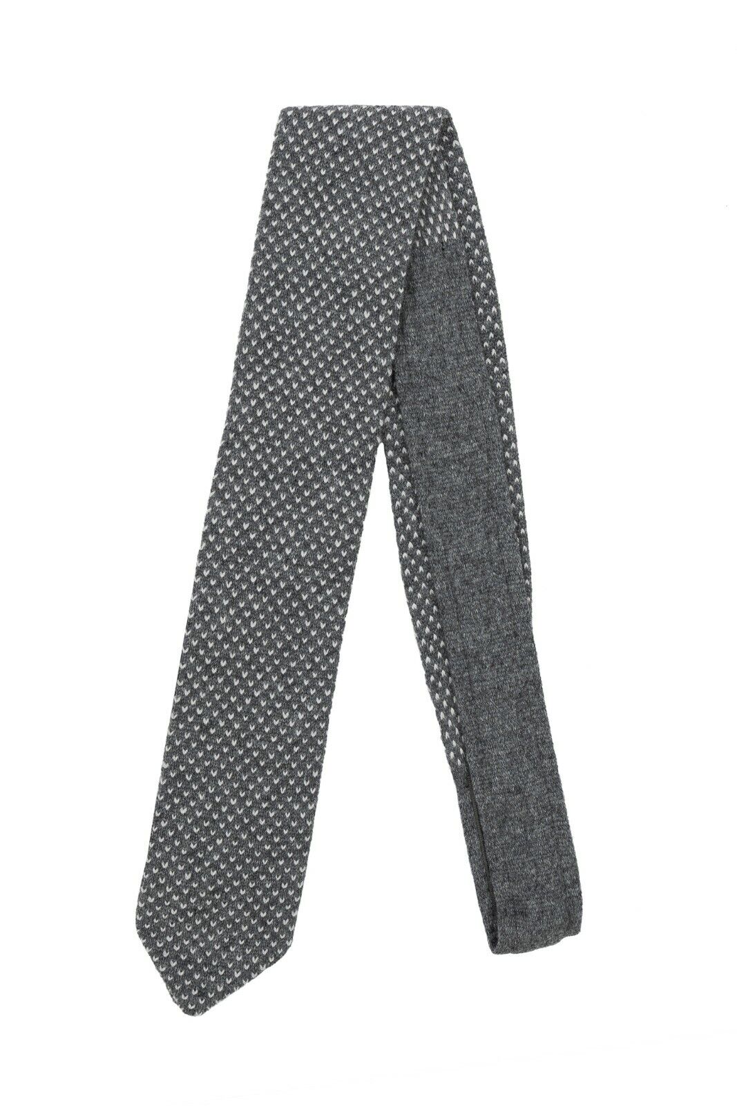 $220 UMBERTO BILANCIONI Gray Trunk Knit Tie 100% Cashmere Geometri Made in Italy