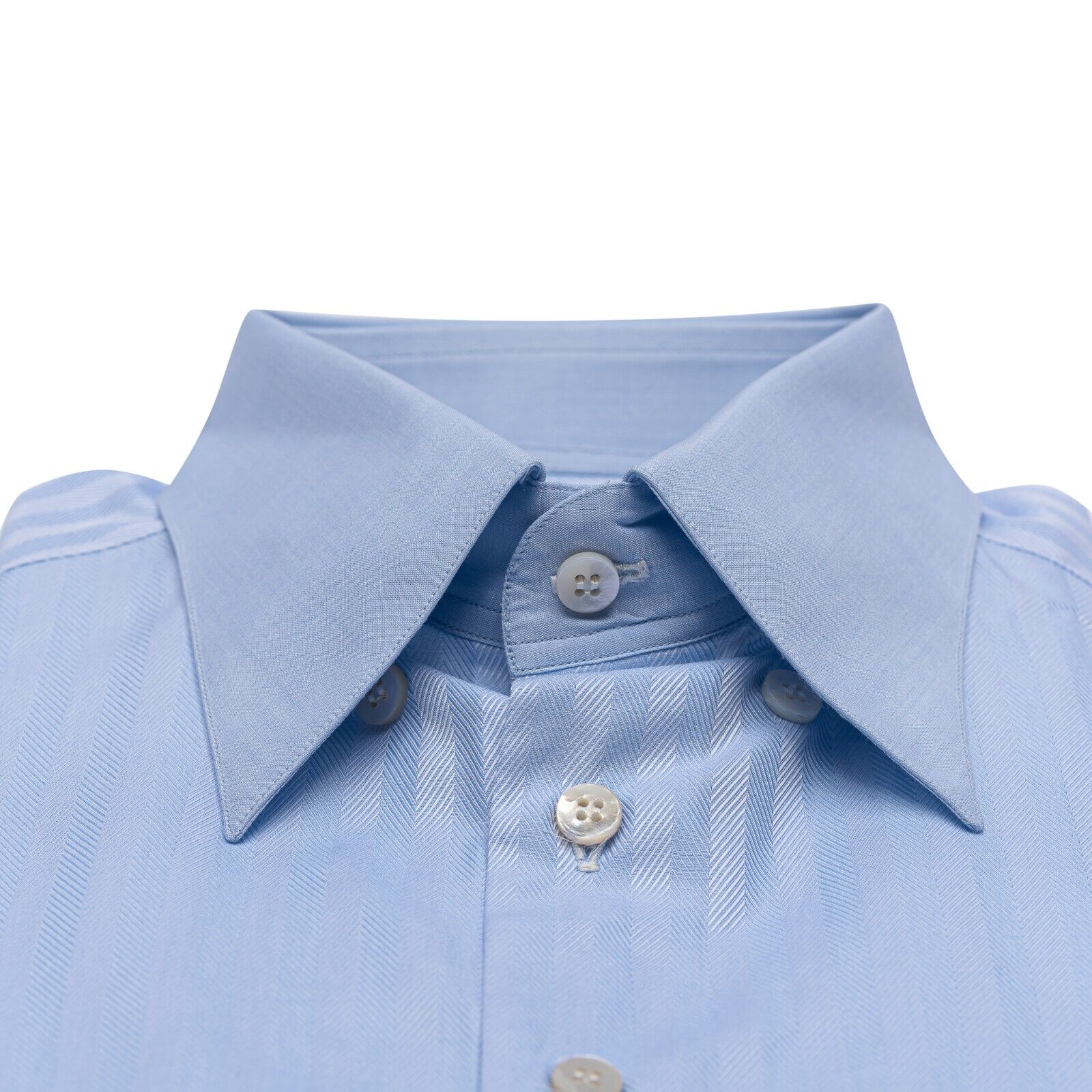 690$ LUXURY GERLIN Shirt Herringbone Blue ALUMO Jacquard Cotton 1F ZILLI
